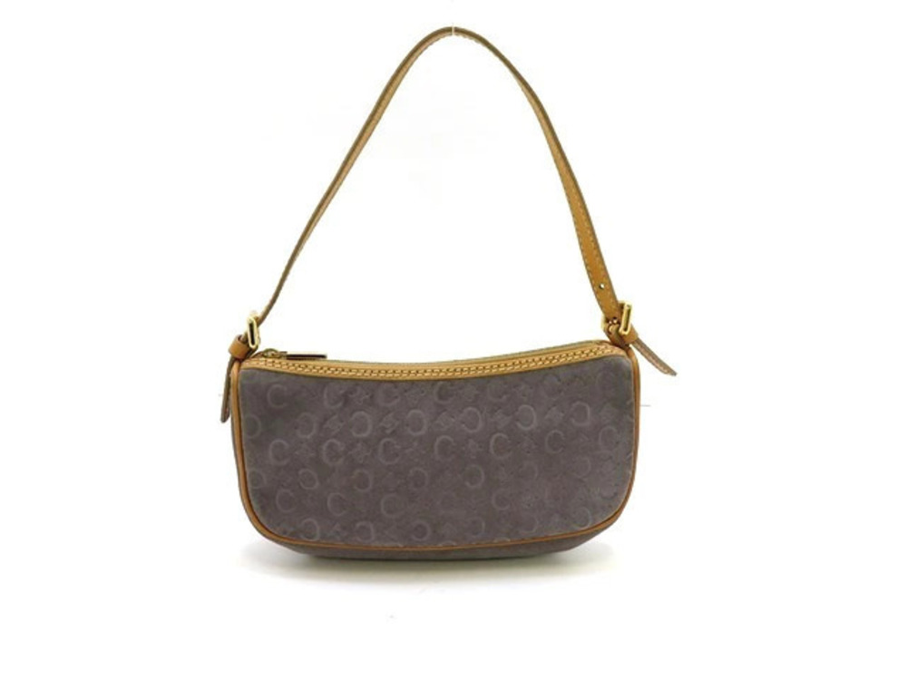 Celine C Macadam suede accessory pouch shoulder bag Brown
